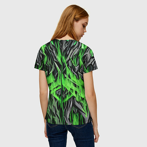 Женская футболка Камень и зелёный огонь / 3D-принт – фото 4