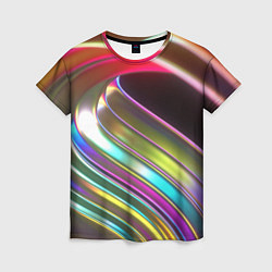 Женская футболка Неоновый крученный металл разноцветный