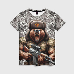 Женская футболка Сердитый русский медведь с автоматом