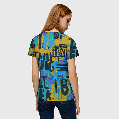 Женская футболка Крупные буквы на цветном фоне / 3D-принт – фото 4