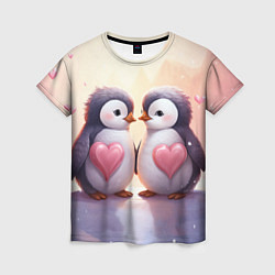 Женская футболка Два влюбленных пингвина