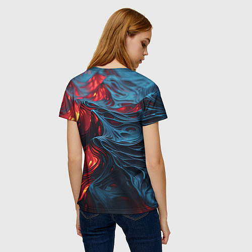Женская футболка Яркая волнистая абстракция / 3D-принт – фото 4