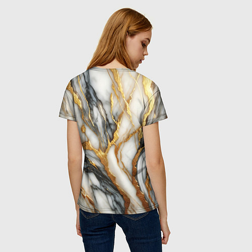 Женская футболка Мрамор - текстура / 3D-принт – фото 4