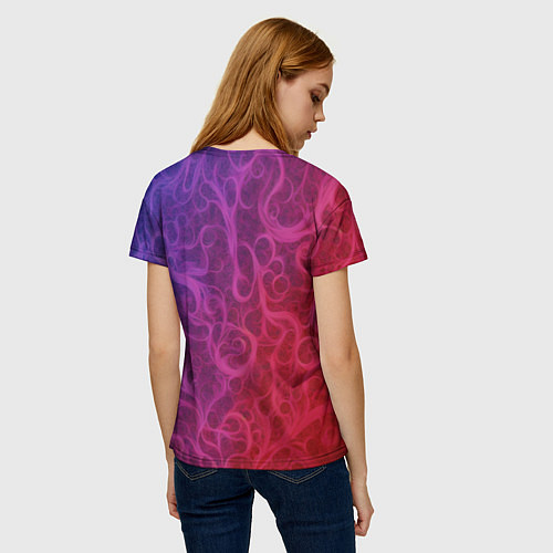 Женская футболка Вихревые узоры на градиенте / 3D-принт – фото 4