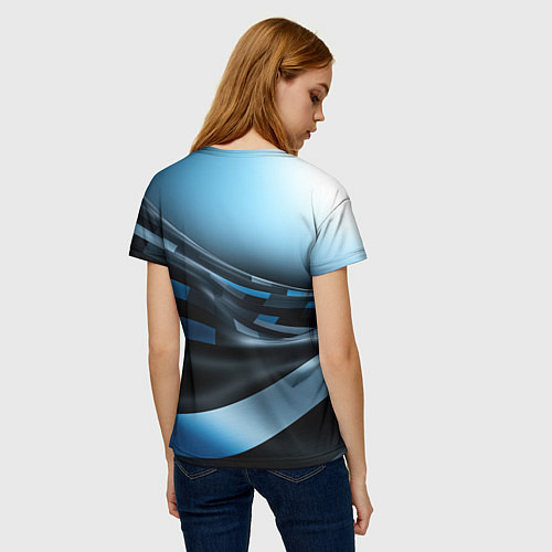 Женская футболка Черно-синий абстрактный спортивный стиль / 3D-принт – фото 4