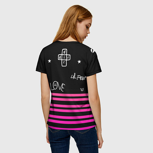Женская футболка Lil Peep розовые полосы / 3D-принт – фото 4