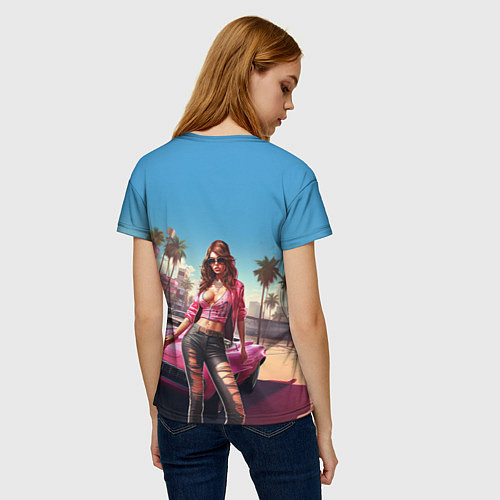 Женская футболка GTA 6 girl logo / 3D-принт – фото 4