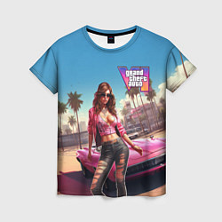 Женская футболка GTA 6 girl logo