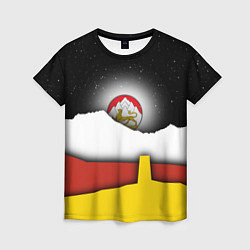 Женская футболка Осетия горы и ночное небо