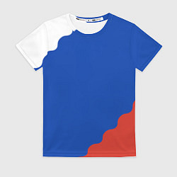 Женская футболка Триколор диагональный волнистый