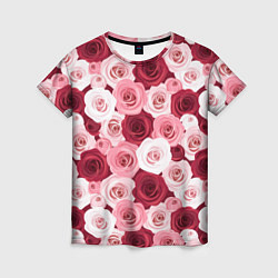 Футболка женская Красные и розовые розы, цвет: 3D-принт