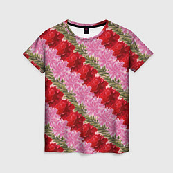 Женская футболка Фон с лилиями и розами