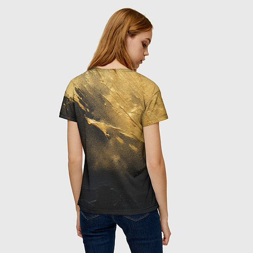 Женская футболка Золотое напыление на черном / 3D-принт – фото 4
