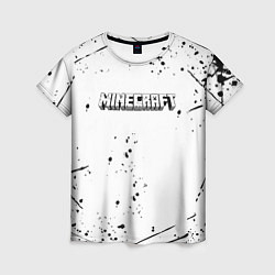 Женская футболка Minecraft чёрная краска брызги