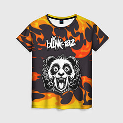 Женская футболка Blink 182 рок панда и огонь