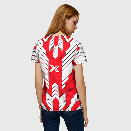Женская футболка Красно-белая броня / 3D-принт – фото 4
