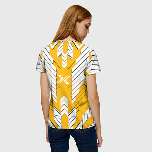 Женская футболка Жёлто-белая броня / 3D-принт – фото 4