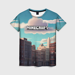 Женская футболка Minecraft город и лого