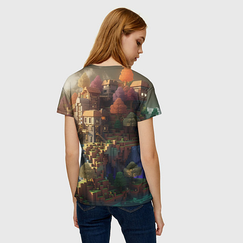 Женская футболка Minecraft logo горы и реки / 3D-принт – фото 4
