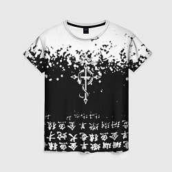Женская футболка Fullmetal Alchemist текстура иероглифы