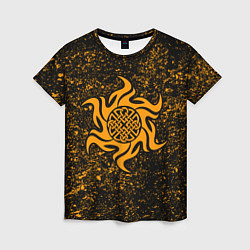 Женская футболка Оберег воина в символике солнца