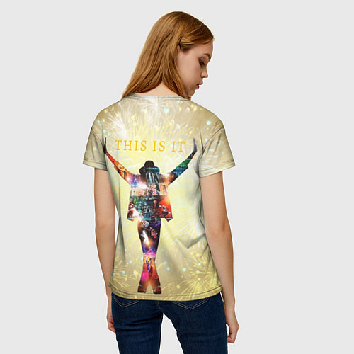Женская футболка Michael Jackson THIS IS IT - с салютами на золотом / 3D-принт – фото 4