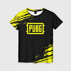 Женская футболка Pubg текстура краски жёлтые