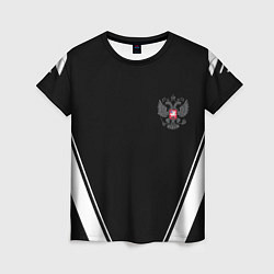 Женская футболка Спортивная геометрия герб рф