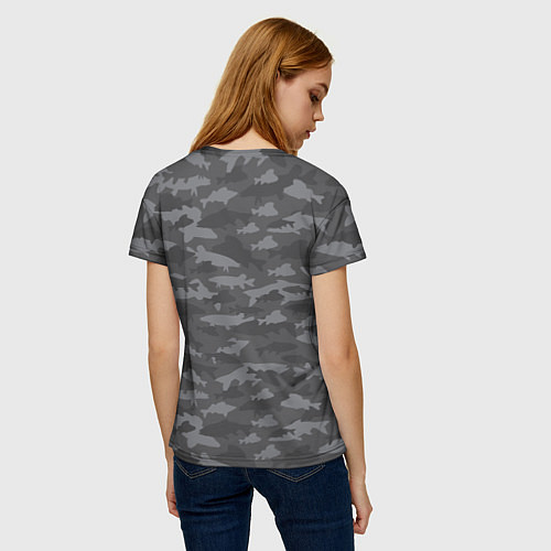Женская футболка Тёмный камуфляж из рыб / 3D-принт – фото 4