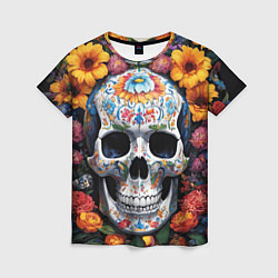 Женская футболка Bright colors and a skull