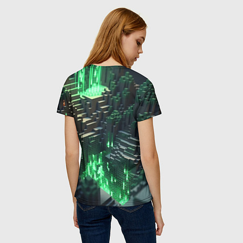 Женская футболка Minecraft зеленый персонаж каменные джунгли / 3D-принт – фото 4