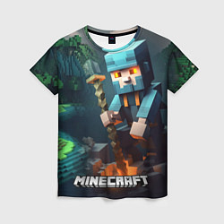 Футболка женская Minecraft персонаж у костра, цвет: 3D-принт
