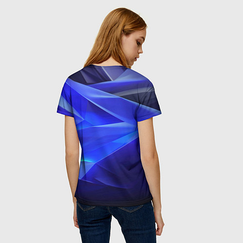 Женская футболка Black and blue abstract background sport style / 3D-принт – фото 4