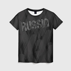 Женская футболка Russia темно серая надпись