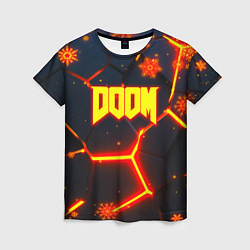 Женская футболка Doom плиты лого в огне