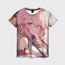 Футболка женская Genshin Impact Яэ Miko smile, цвет: 3D-принт