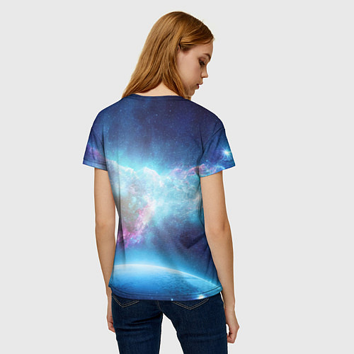Женская футболка Кот космонавт в космосе / 3D-принт – фото 4
