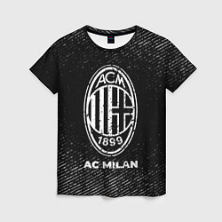 Женская футболка AC Milan с потертостями на темном фоне