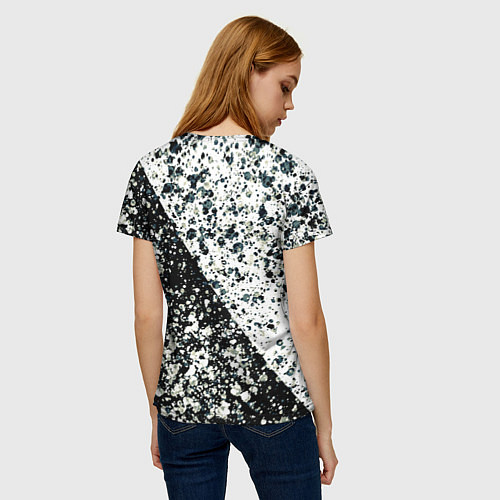Женская футболка Абстрактный чёрно-белый пятнистый / 3D-принт – фото 4