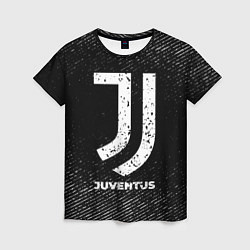 Женская футболка Juventus с потертостями на темном фоне