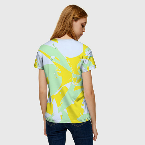 Женская футболка Салатово-жёлтые пятна / 3D-принт – фото 4