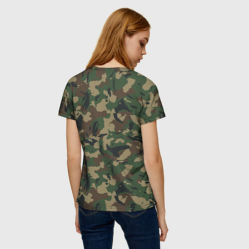 Женская футболка Классический лесной камуфляж / 3D-принт – фото 4