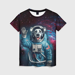 Женская футболка Далматинец бравый космонавт - нейросеть