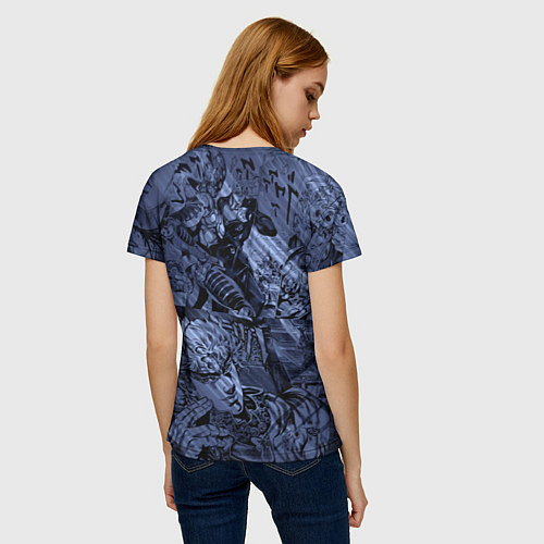Женская футболка ДжоДжо на фоне манги / 3D-принт – фото 4