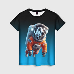 Женская футболка Далматинец космонавт в открытом космосе