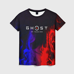 Женская футболка Ghost of Tsushima неоновый огонь