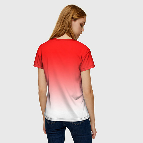 Женская футболка Красно белый градиент / 3D-принт – фото 4