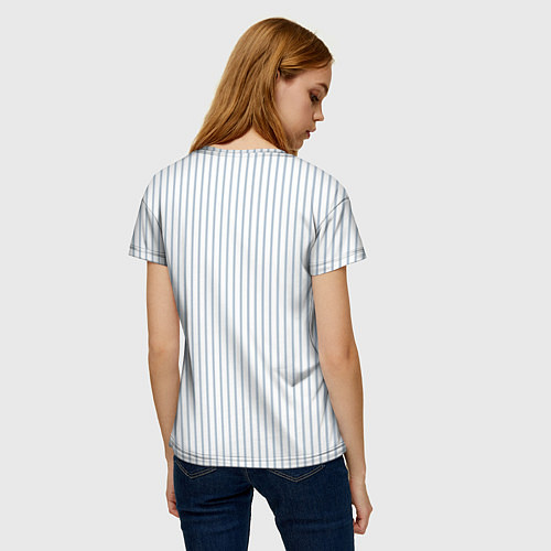 Женская футболка Белый в голубую тонкую полоску / 3D-принт – фото 4