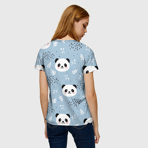 Женская футболка Панды и цветочки / 3D-принт – фото 4