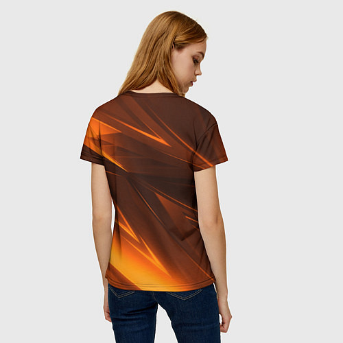 Женская футболка Geometry stripes orange / 3D-принт – фото 4